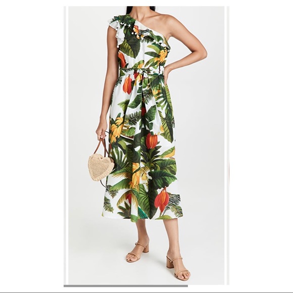 FARM Rio White Cocoa Forest One Shoulder Dress - Picture 1 of 2